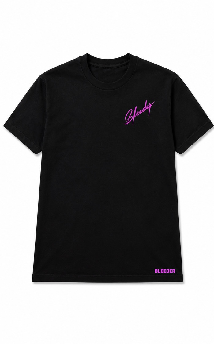 The Signature Tee — Magenta on Black front