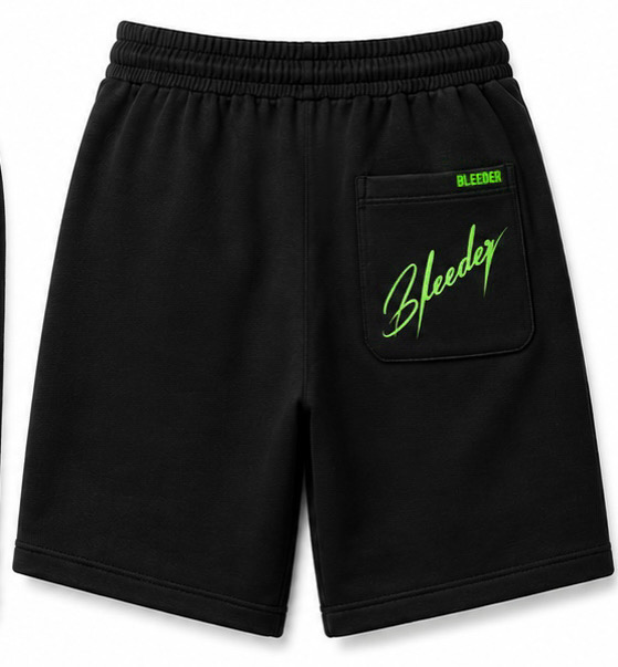 The Signature Short — Neon Green × Cherry Red on Black back