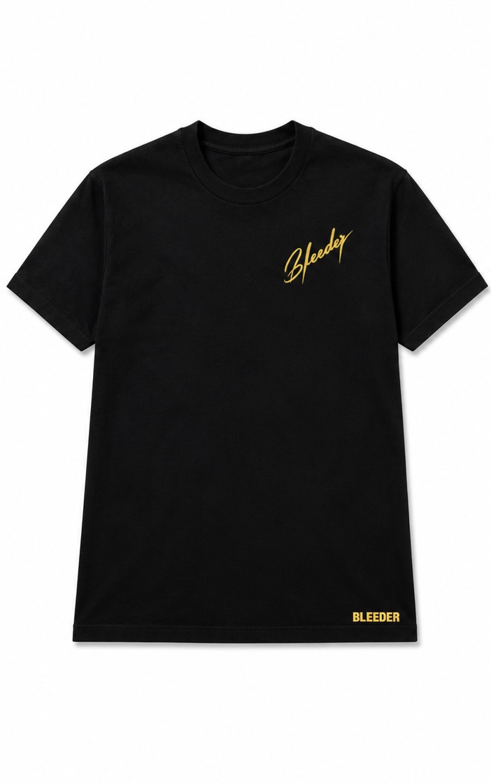 The Signature Tee — Gold on Black front