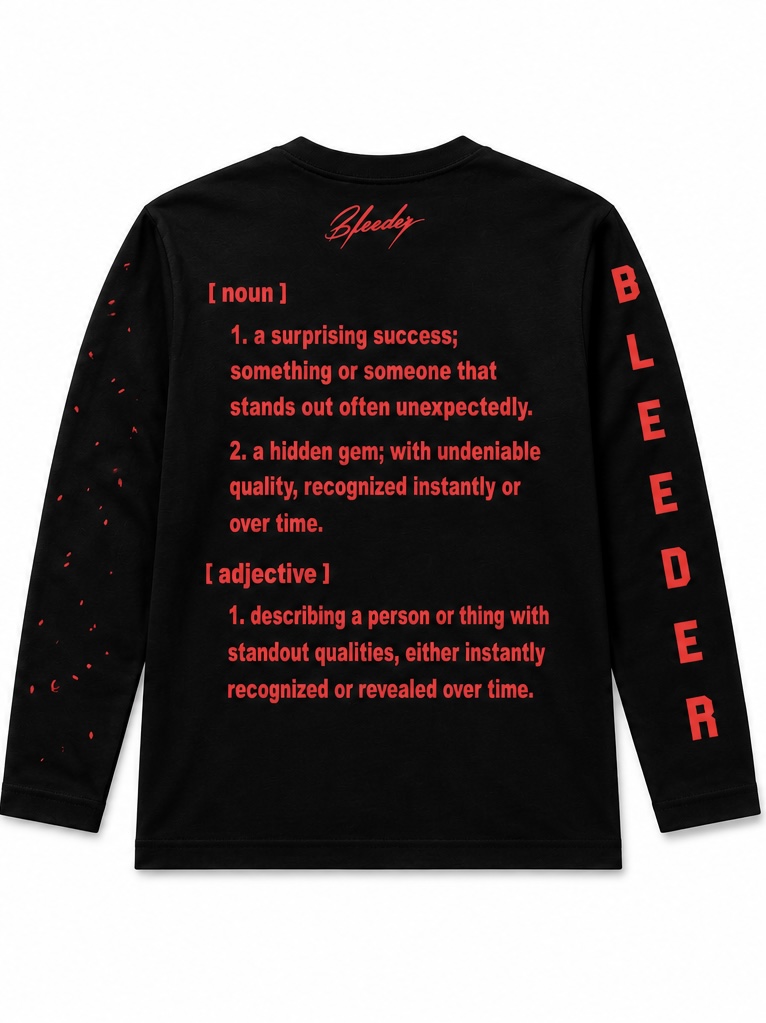The Signature Long Sleeve in Cherry Red on Black — BLEEDER premium longsleeve, back