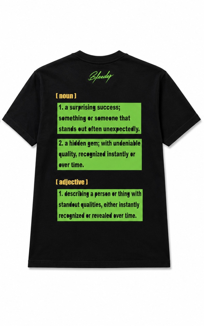 The Signature Tee — Neon Green × Gold on Black back