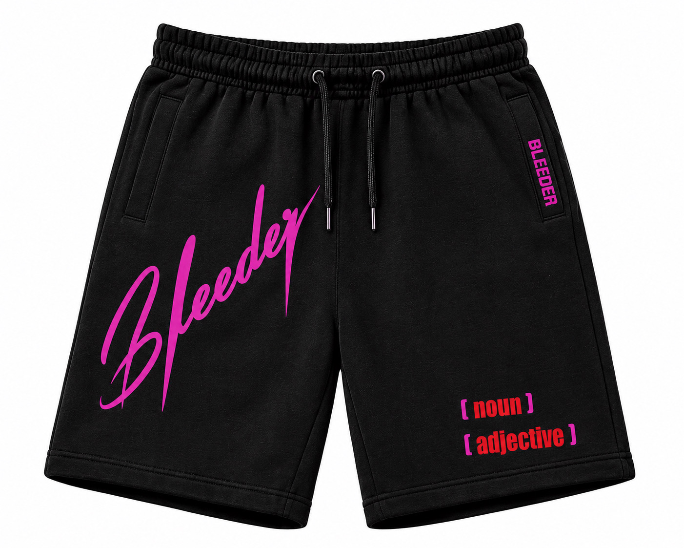 The Signature Short — HOT PINK × CHERRY RED ON BLACK front