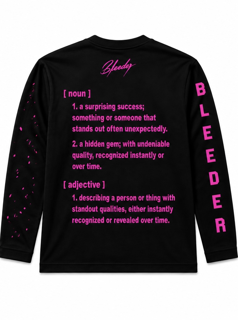 The Signature Long Sleeve in Magenta on Black — BLEEDER premium longsleeve, back