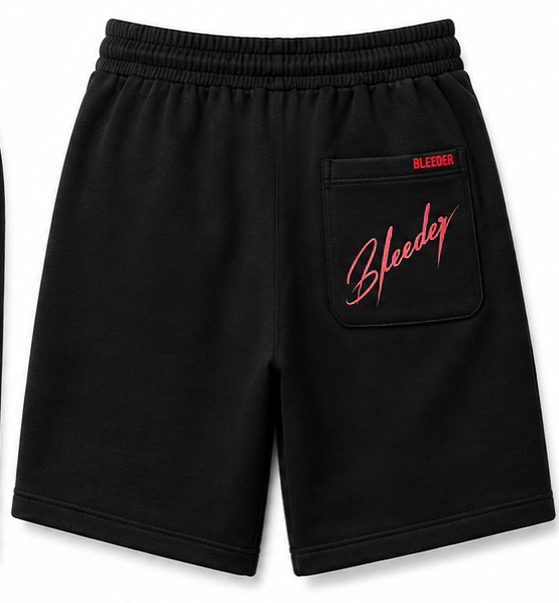 The Signature Short — Cherry Red on Black back