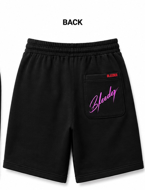 The Signature Short — HOT PINK × CHERRY RED ON BLACK back