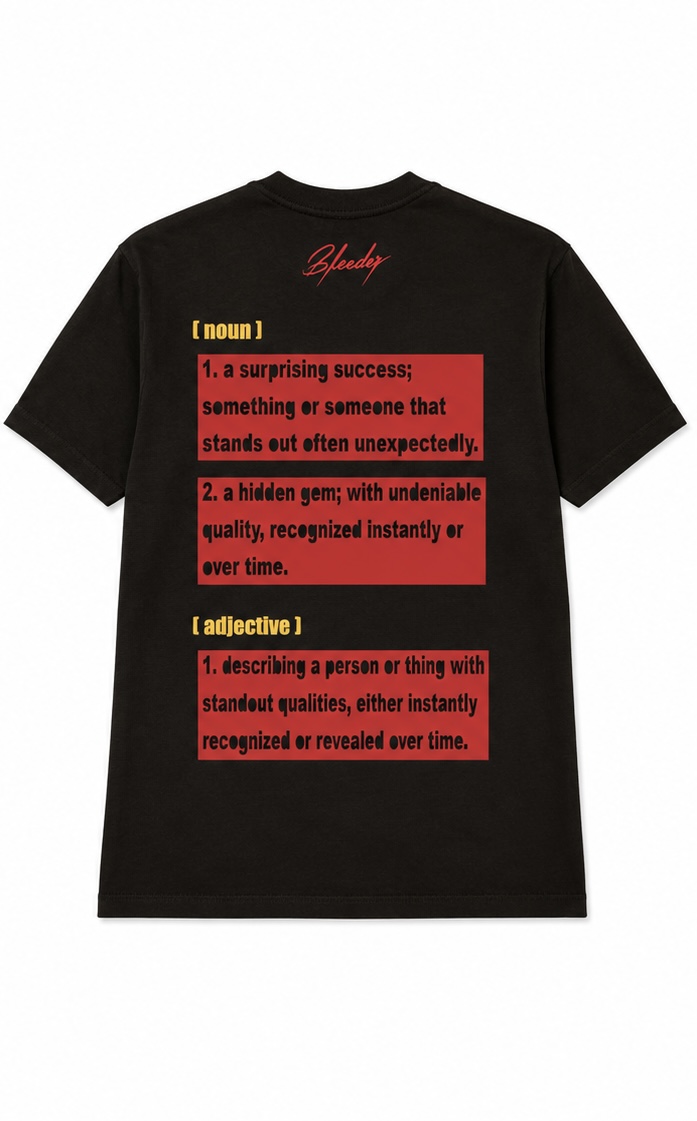 The Full Signature Tee — Cherry Red × Gold on Black — Full Signature back