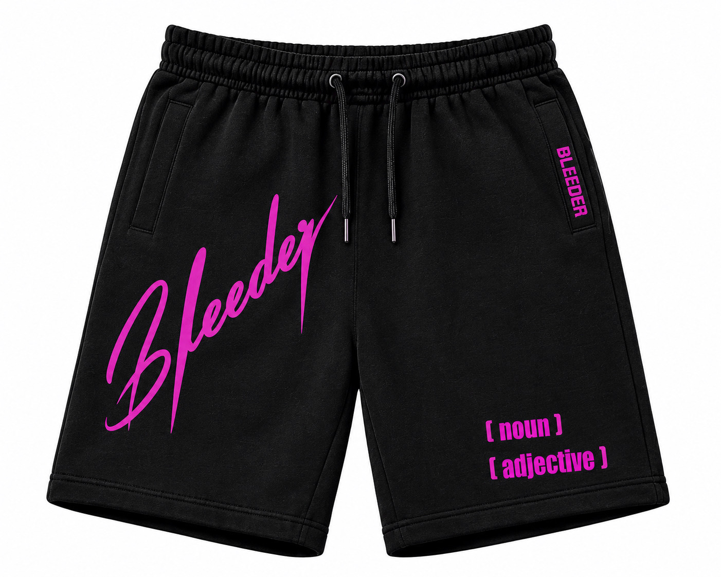The Signature Short — Magenta on Black front